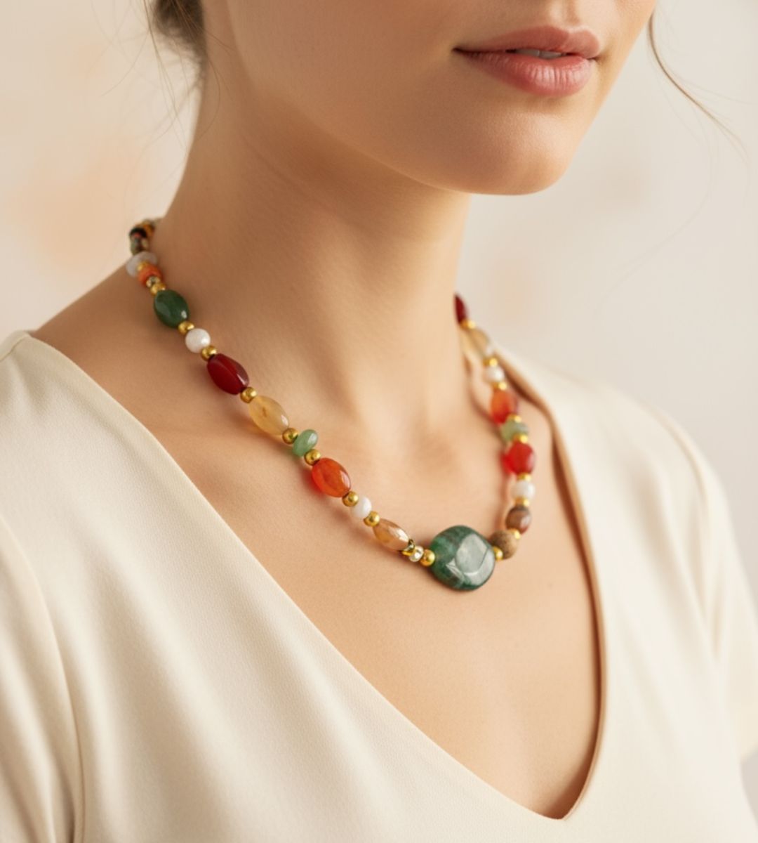 Naturstein-Kette Golden Horizon – Kette gold, 14K vergoldet