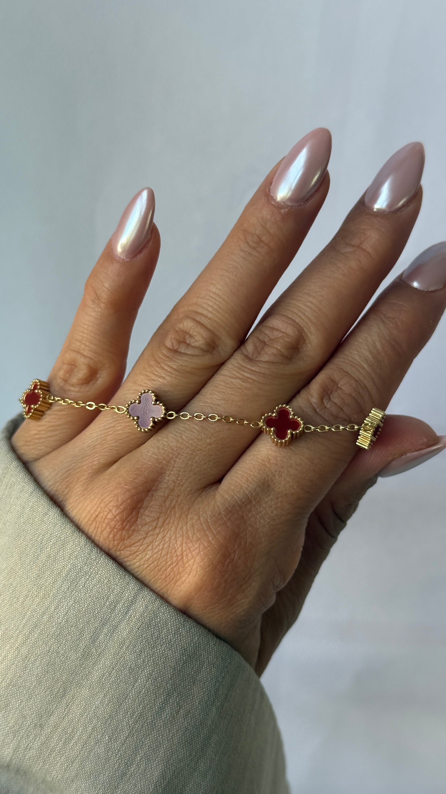 Armband RED FLOWER MINI CLOVER