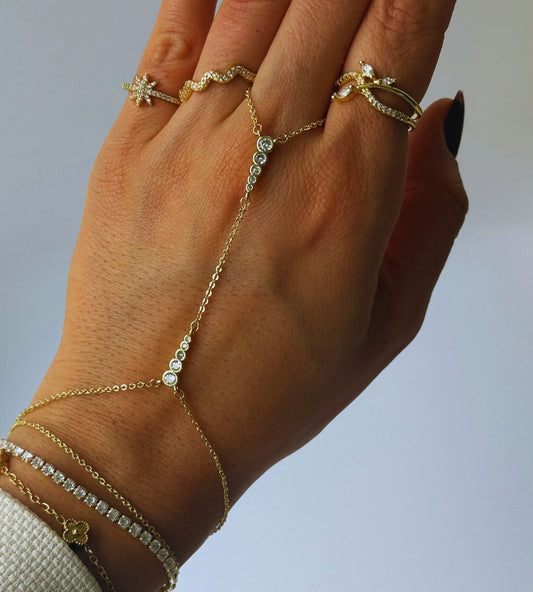 Hand Chain Fine Diamonds -14K vergoldet