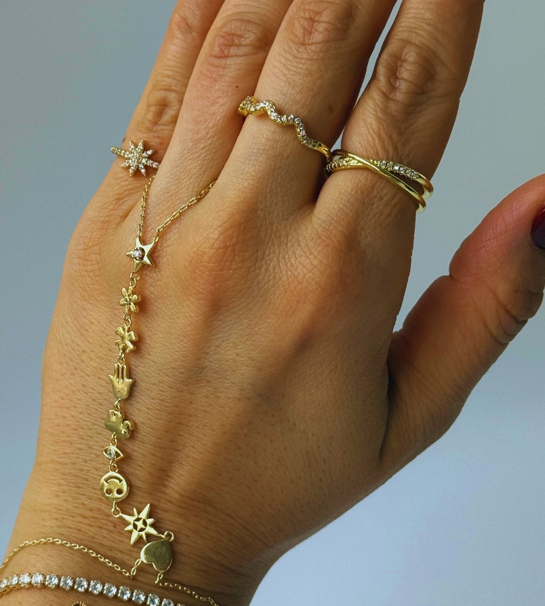 Hand Chain Mood -14K vergoldet