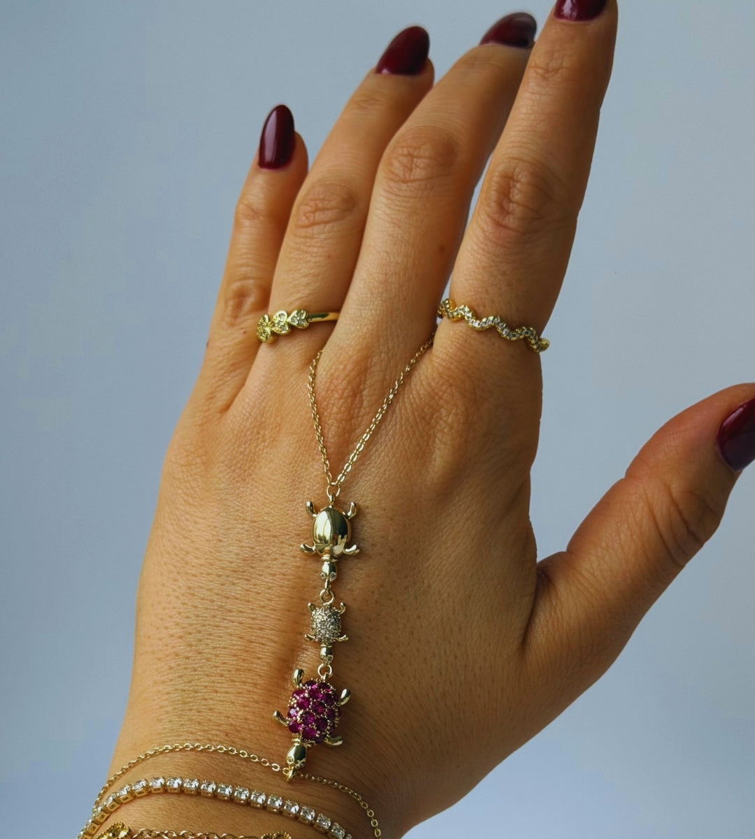 Hand Chain Turtle -14K vergoldet