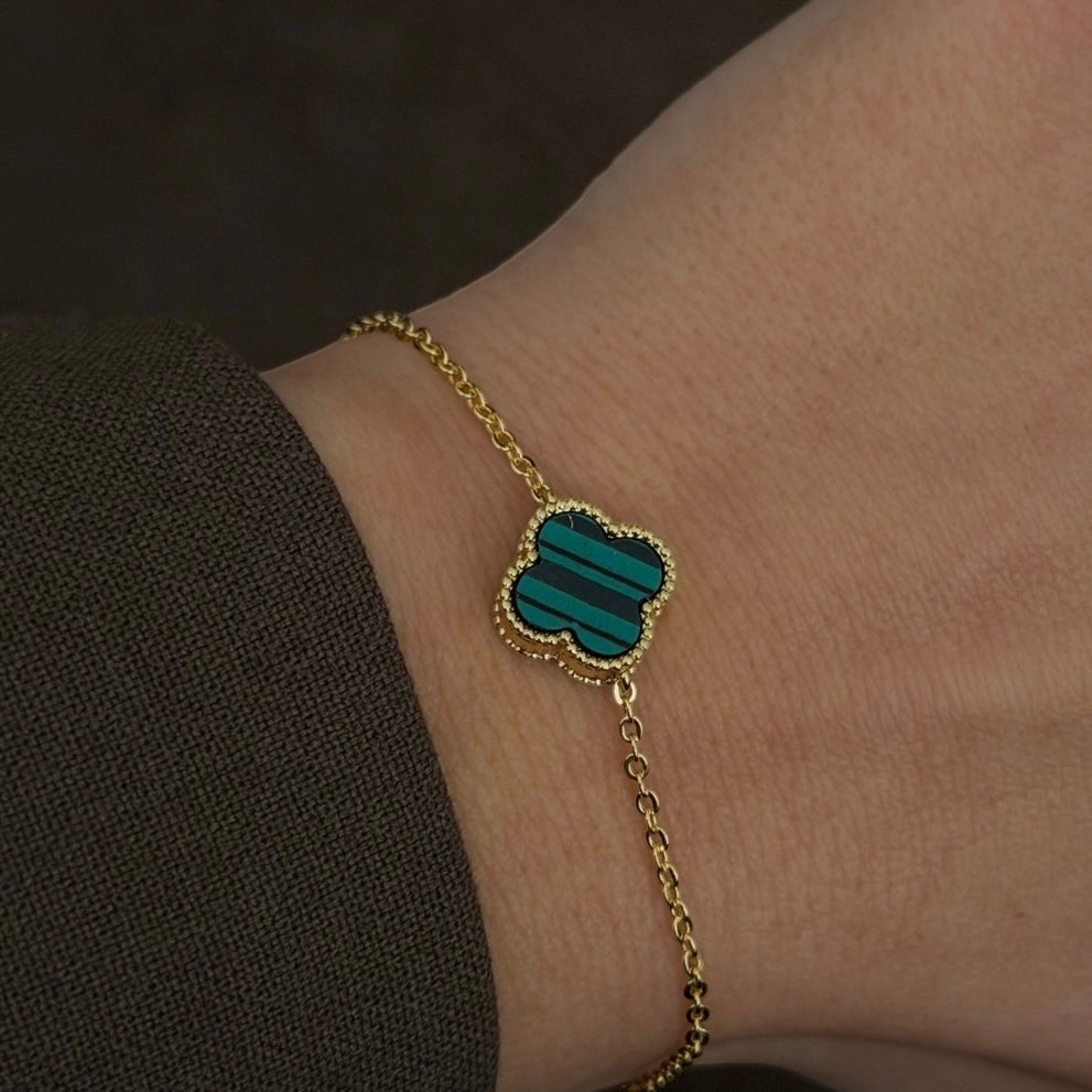 VIP - ARMKETTE GREEN CLOVER -14K VERGOLDET