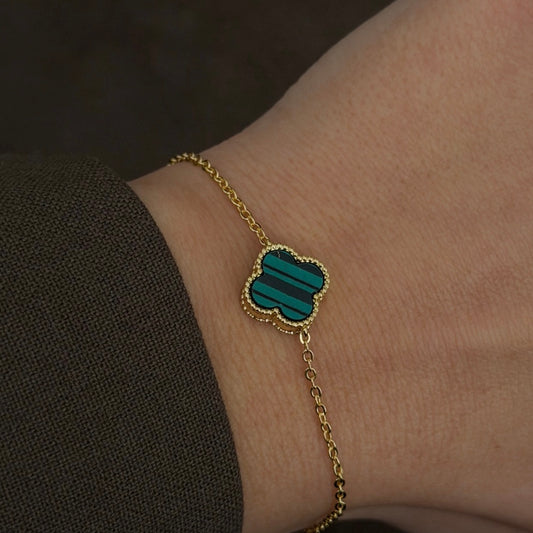 VIP - ARMKETTE  GREEN CLOVER -14K VERGOLDET