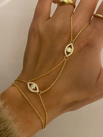 Hand Chain Evil Eye -14K vergoldet