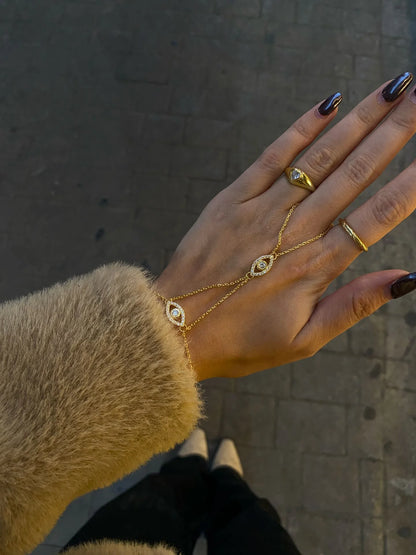 Hand Chain Evil Eye -14K vergoldet