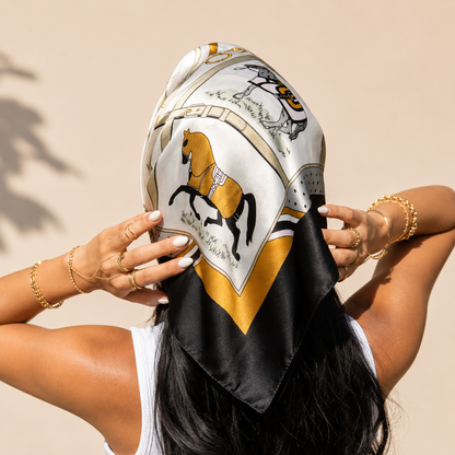 Luxus Satin-Haartuch Golden Horse
