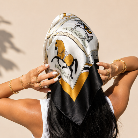 Luxus Satin-Haartuch Golden Horse