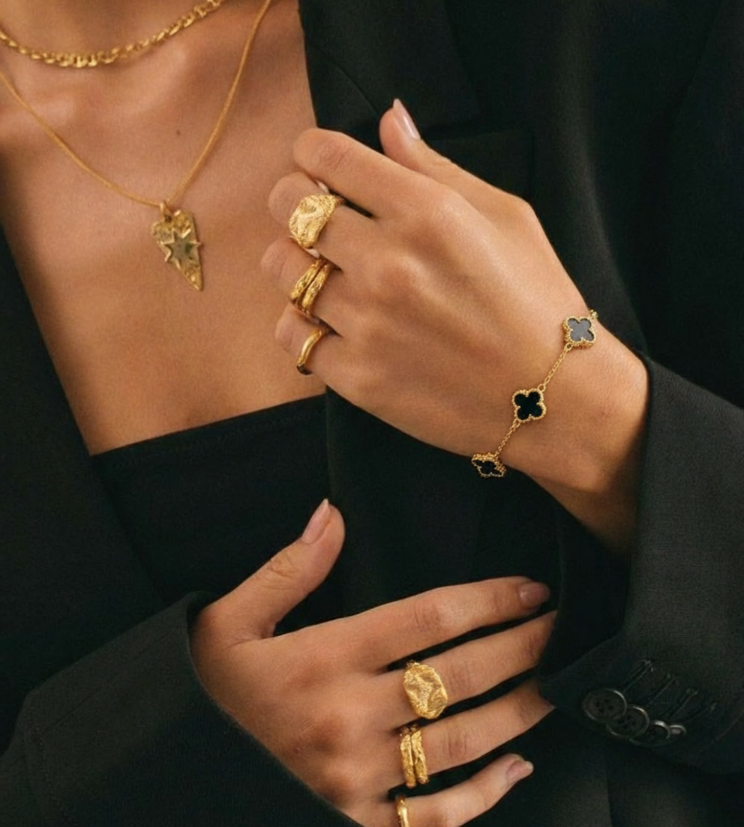 Armband BLACK FLOWER CLOVER