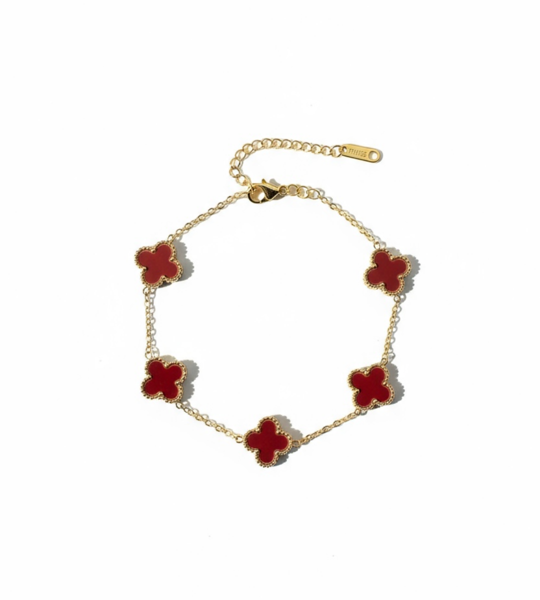 Armband RED FLOWER CLOVER