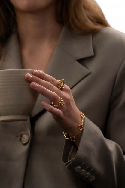 Armband RED FLOWER CLOVER