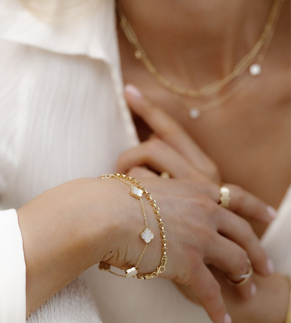 Armband WHITE FLOWER CLOVER