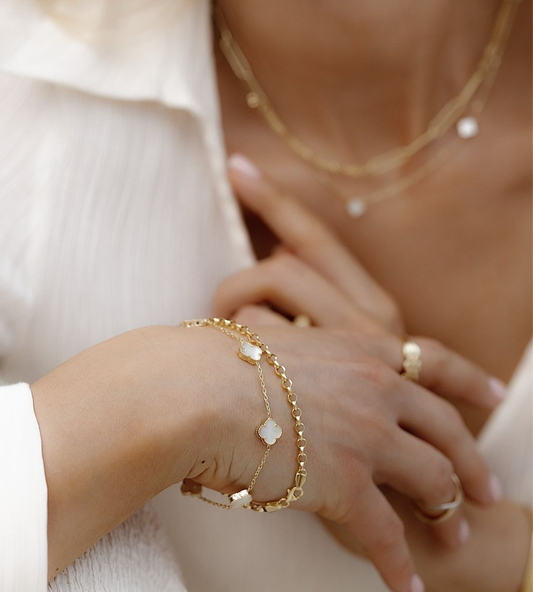 Armband WHITE FLOWER CLOVER