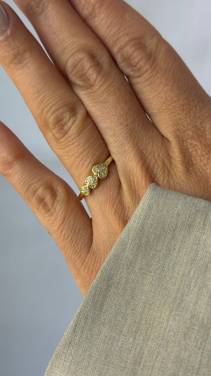 Ringe - Golden Triple Heart