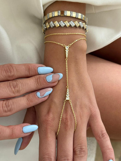Hand Chain Fine Diamonds -14K vergoldet