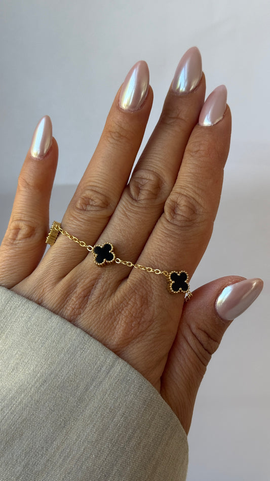 Armband MINI BLACK FLOWER CLOVER