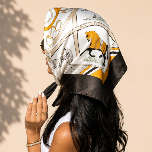 Luxus Satin-Haartuch Golden Horse
