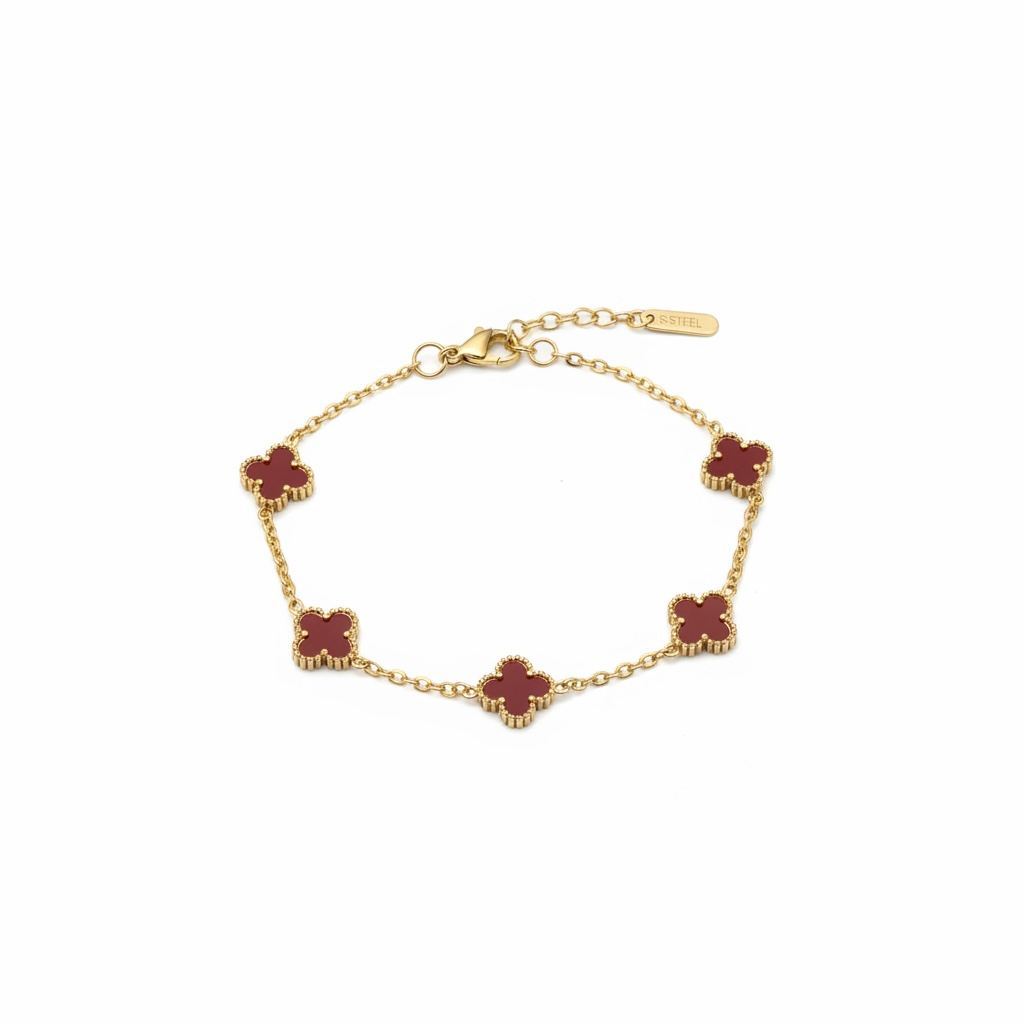 Armband RED FLOWER MINI CLOVER