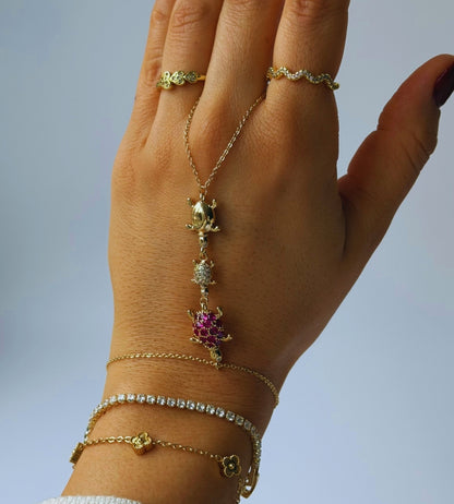 Hand Chain Turtle -14K vergoldet