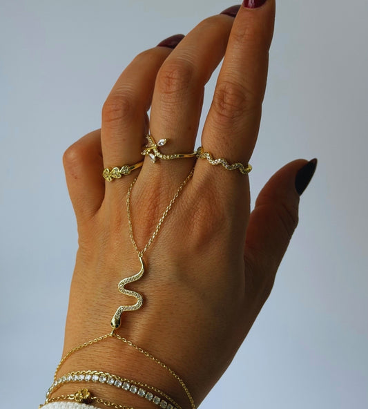Hand Chain Snake -14K vergoldet