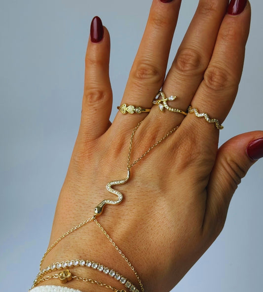 Hand Chain Snake -14K vergoldet