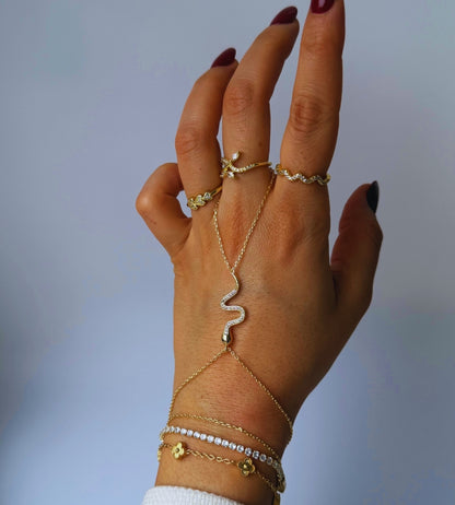 Hand Chain Snake -14K vergoldet